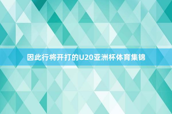 因此行将开打的U20亚洲杯体育集锦