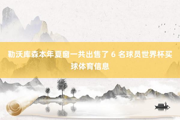 勒沃库森本年夏窗一共出售了 6 名球员世界杯买球体育信息