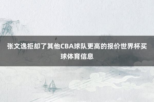 张文逸拒却了其他CBA球队更高的报价世界杯买球体育信息