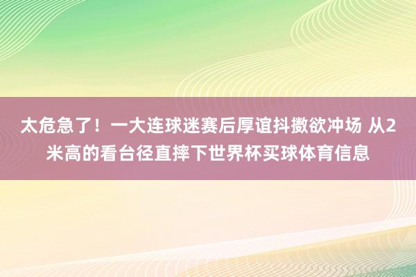 太危急了！一大连球迷赛后厚谊抖擞欲冲场 从2米高的看台径直摔下世界杯买球体育信息