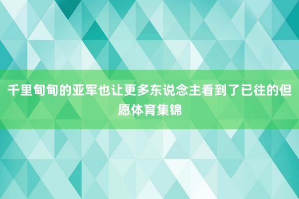 千里甸甸的亚军也让更多东说念主看到了已往的但愿体育集锦
