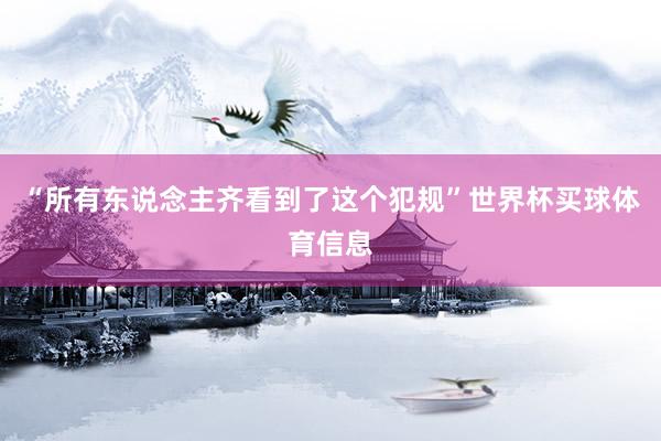 “所有东说念主齐看到了这个犯规”世界杯买球体育信息