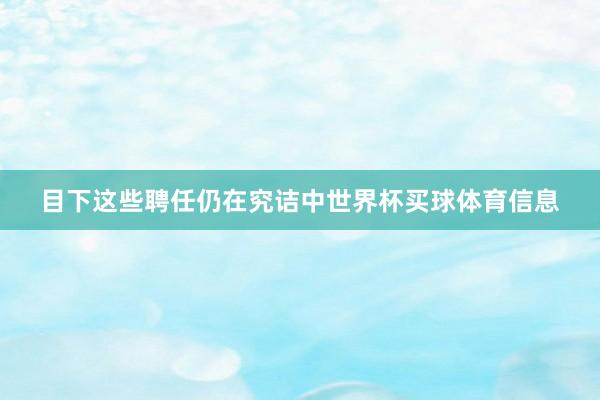目下这些聘任仍在究诘中世界杯买球体育信息